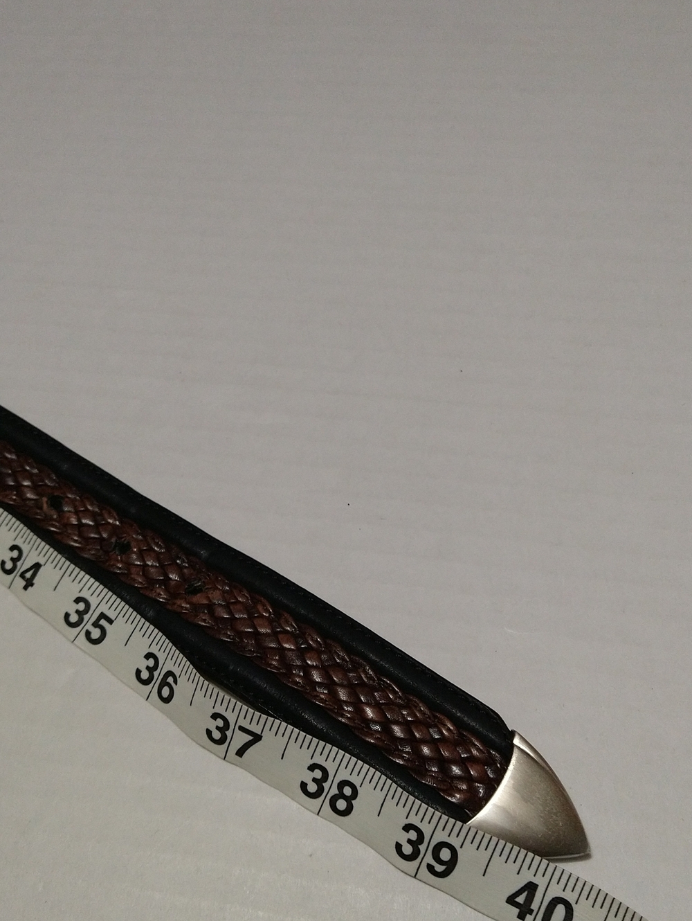 Tommy Bahama Men's Brown Leather Belt W/Braided Look Brass Buckle Size 34 - Picture 11 of 12